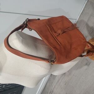 Lucky Brand Suede Hobo Bag – Brown Crossbody, Boho Chic Everyday Purse